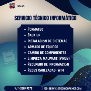 Formateo y mantenimiento de pc, notebooks y servidores